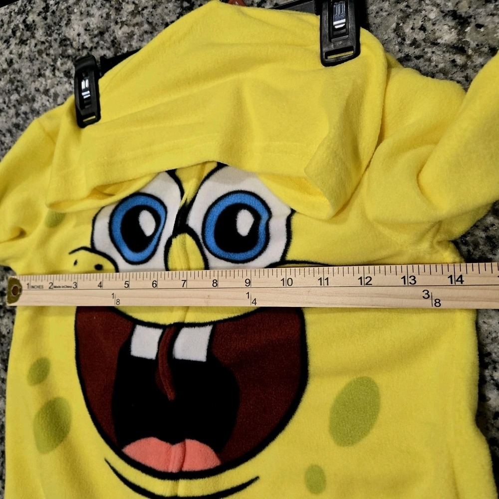 Kids NWT SpongeBob One Piece Zip‎ Pajama, Size 8 Play Costume Sleep Yellow - Picture 10 of 13